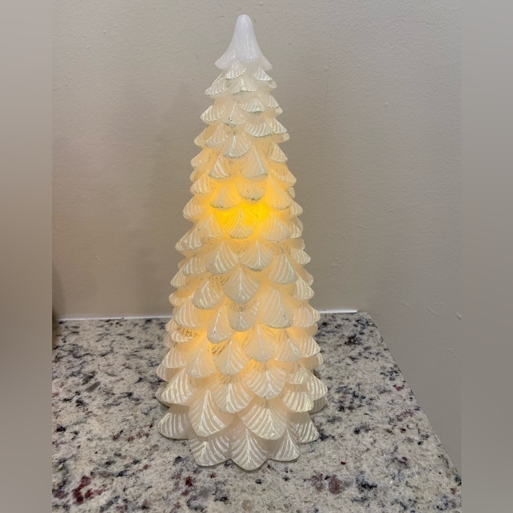 Flameless LED White Wax Tree Candle, Warm White